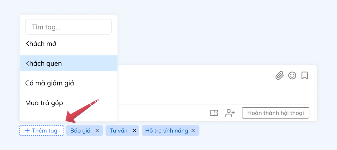 Thêm Tag cho cuộc hội thoại