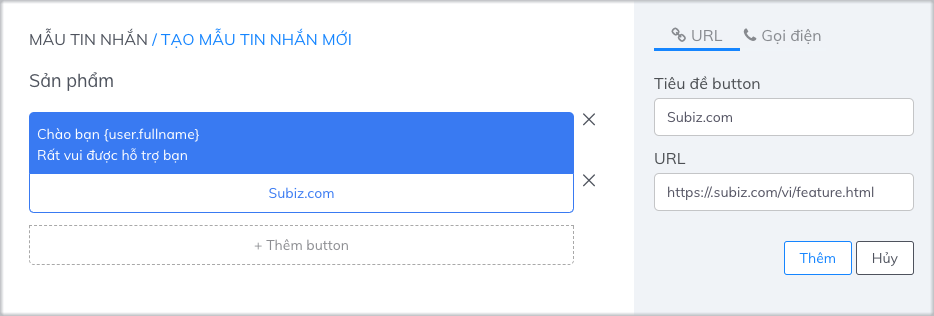 Thêm button URL