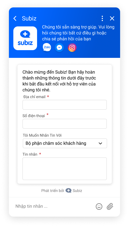 Cửa sổ Subiz chat