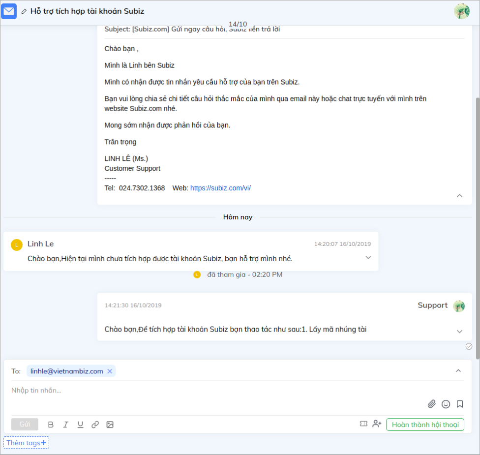 Trao đổi trên kênh Email
