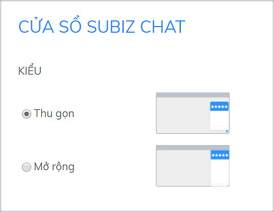 Kiểu cửa sổ Subiz chat