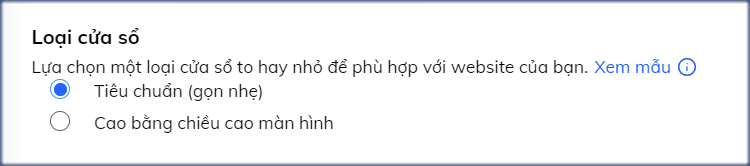 Loại cửa sổ chat Subiz