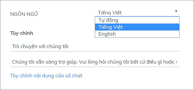 Thay đổi ngôn ngữ cửa sổ chat