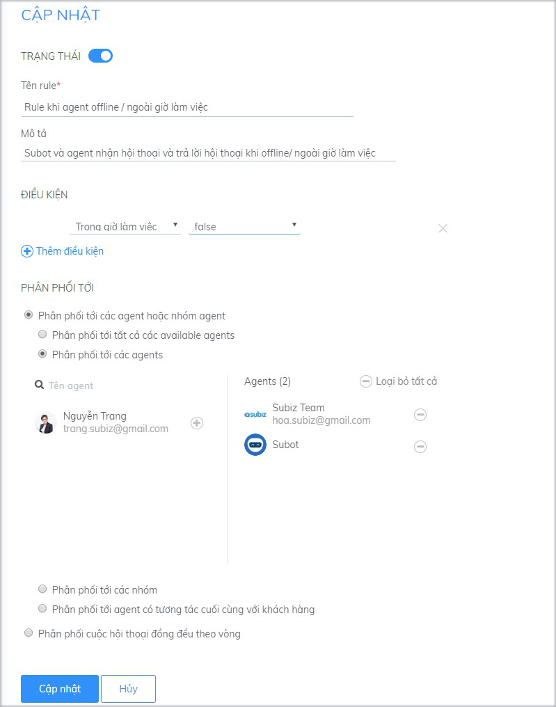 Rule ngoài giờ làm việc