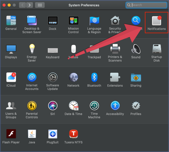 Chọn Notifications