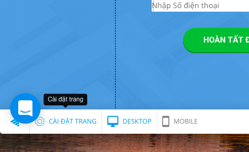 Vị trí Menu Cài Đặt Trang của Ladipage.