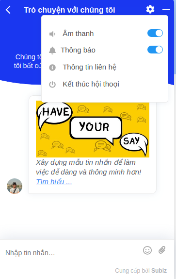 User có thể bật chức năng Thông báo.