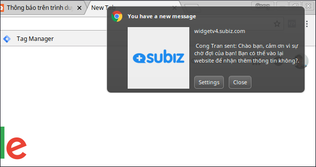 Và đây là màn hình khách hàng nhận được.