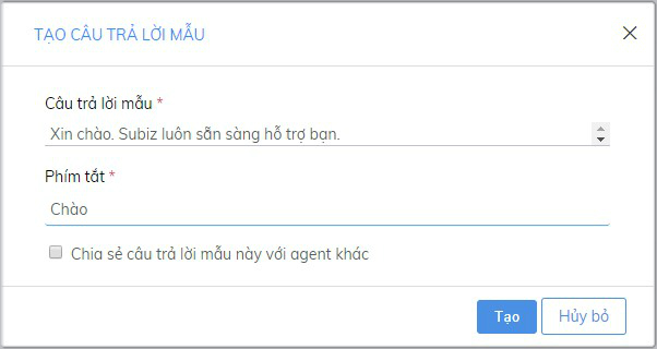Tạo câu trả lời mẫu