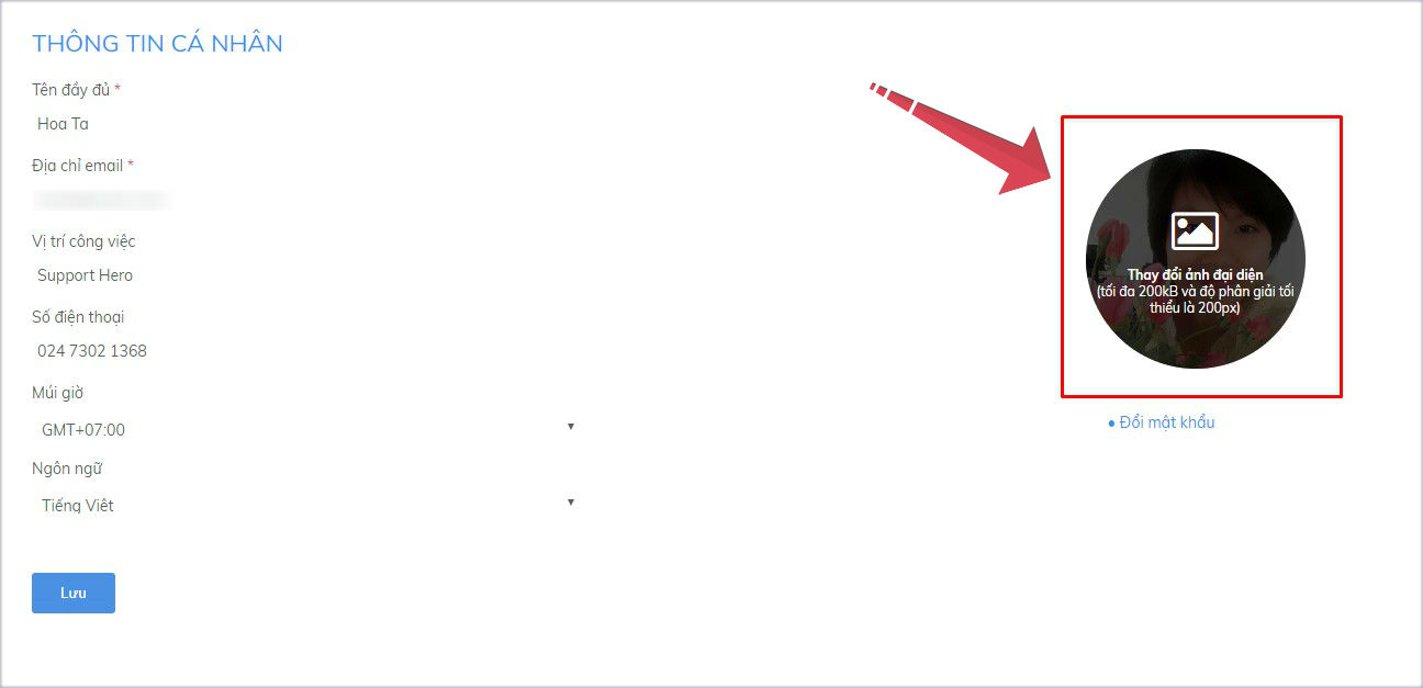 Thay đổi anh đại diện (Avatar)