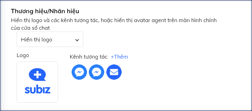 Thương hiệu hiện thị trên cửa sổ chat