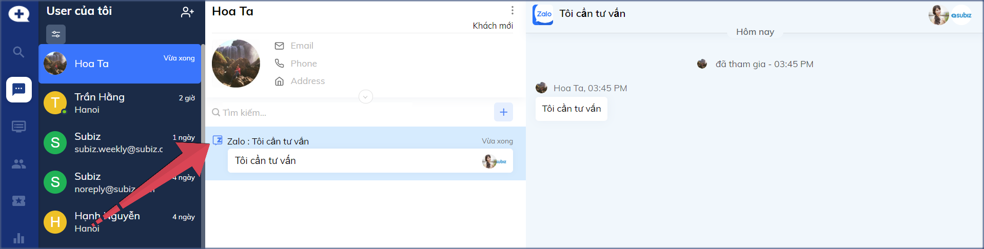 Quản lý tin nhắn khách hàng từ Zalo OA