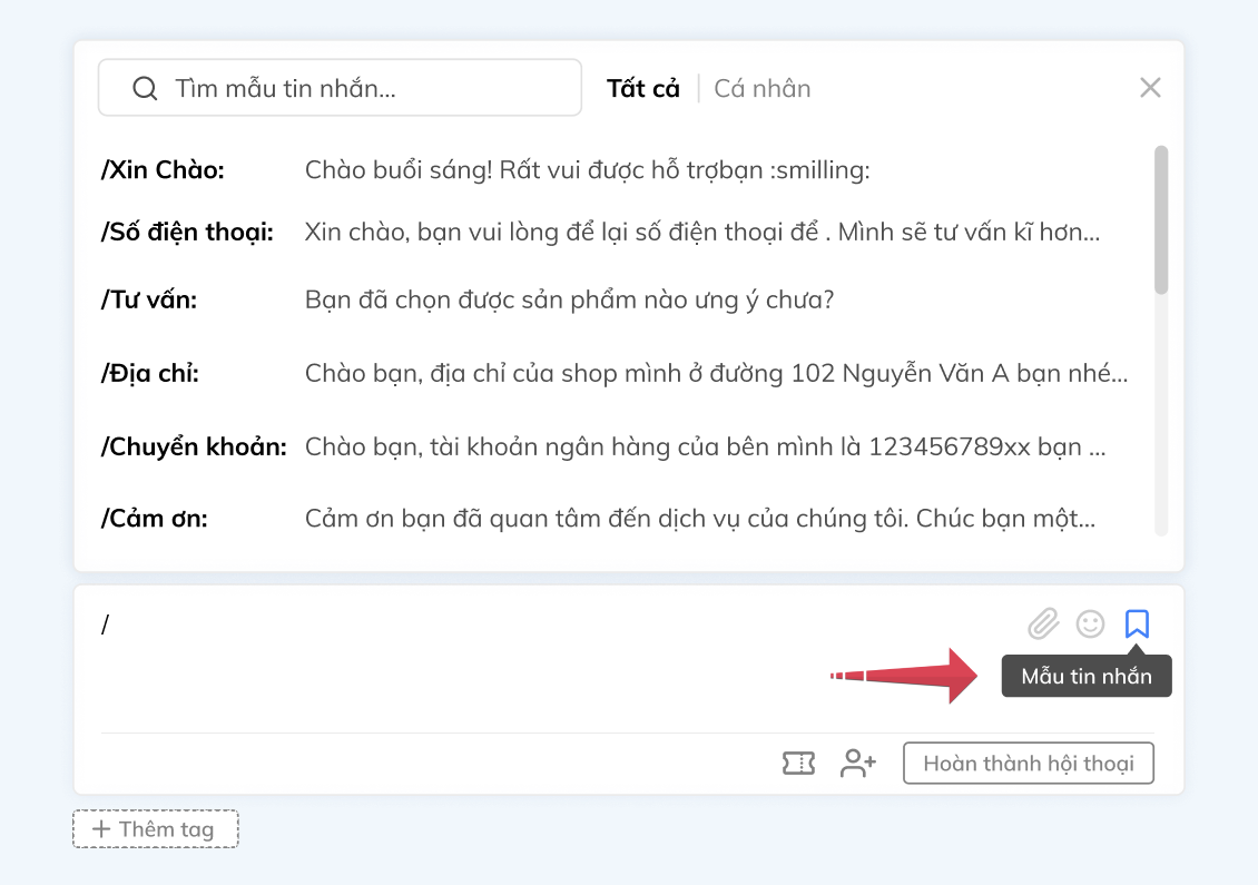 Sử dụng mẫu tin nhắn