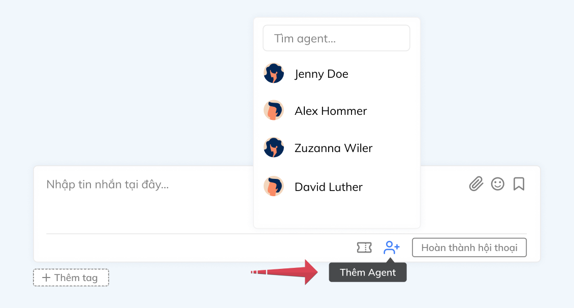 Thêm Agent tham gia hội thoại