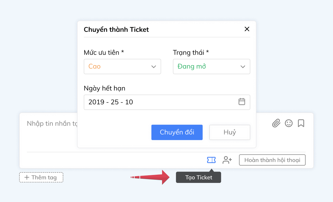 Chuyển Ticket theo dõi sự vụ