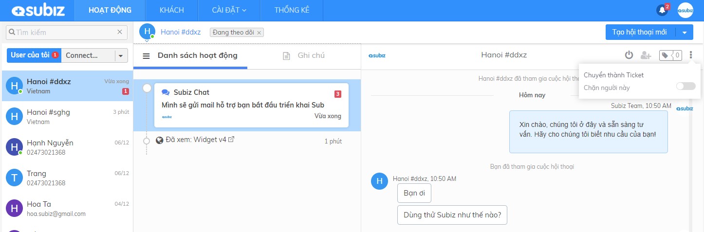 Chuyển thành ticket