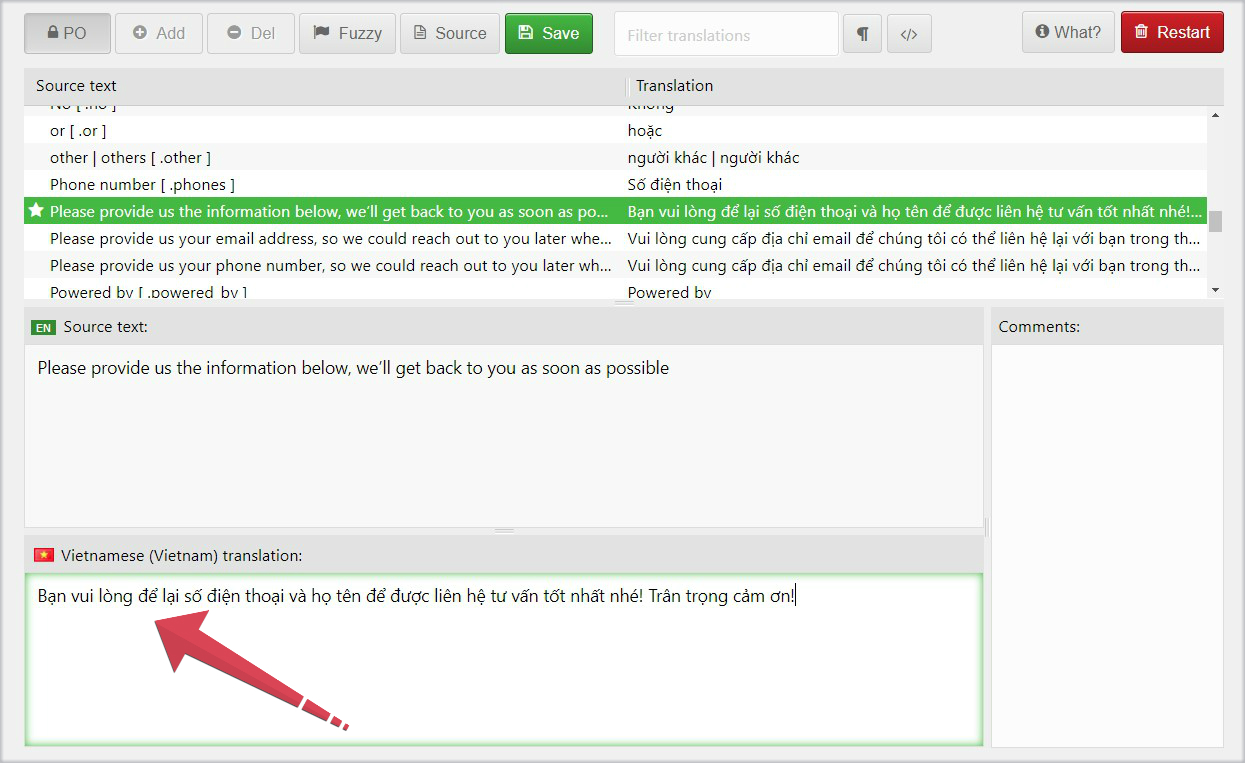 Tùy chỉnh nội dung ngôn ngữ theo nhu cầu