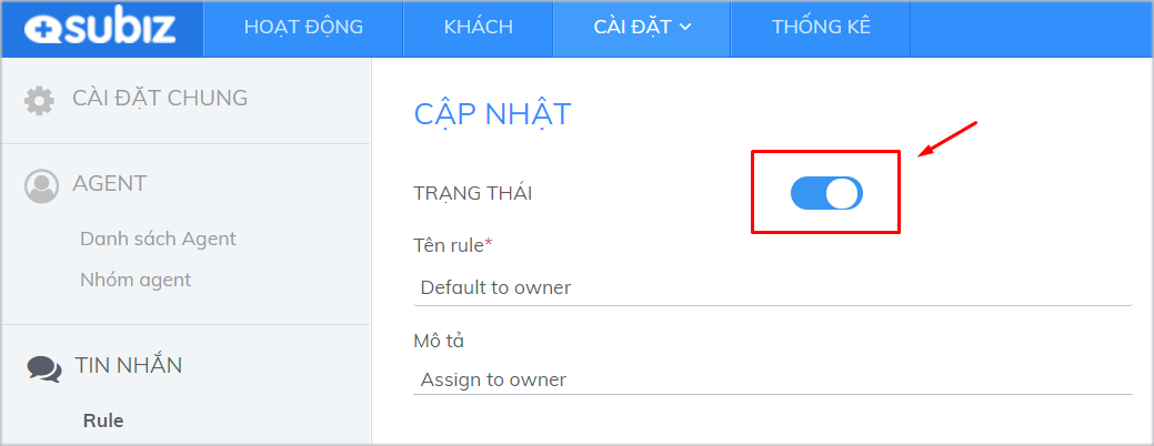 Cập nhật trạng thái Active cho Rule