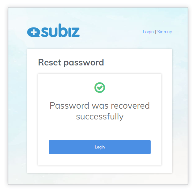 Xác nhận khôi phục mật khẩu thành công