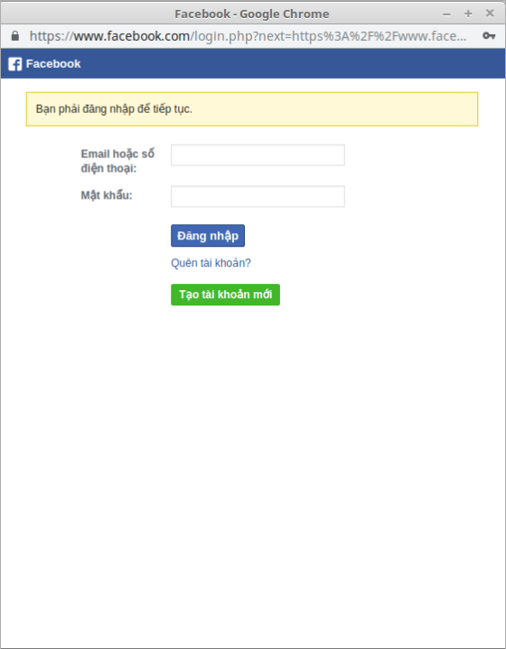 Đăng nhập Facebook