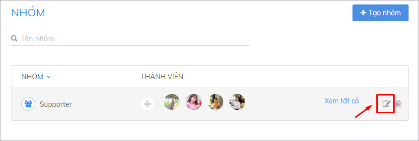 Sửa thông tin nhóm Agent