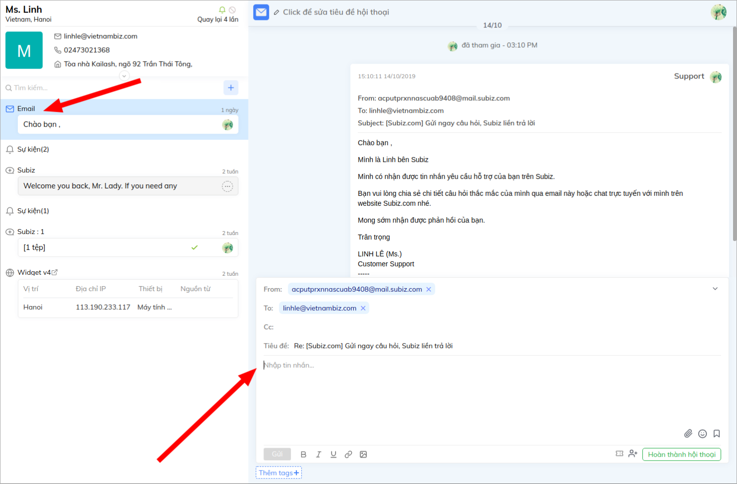 Phản hồi Email của khách hàng