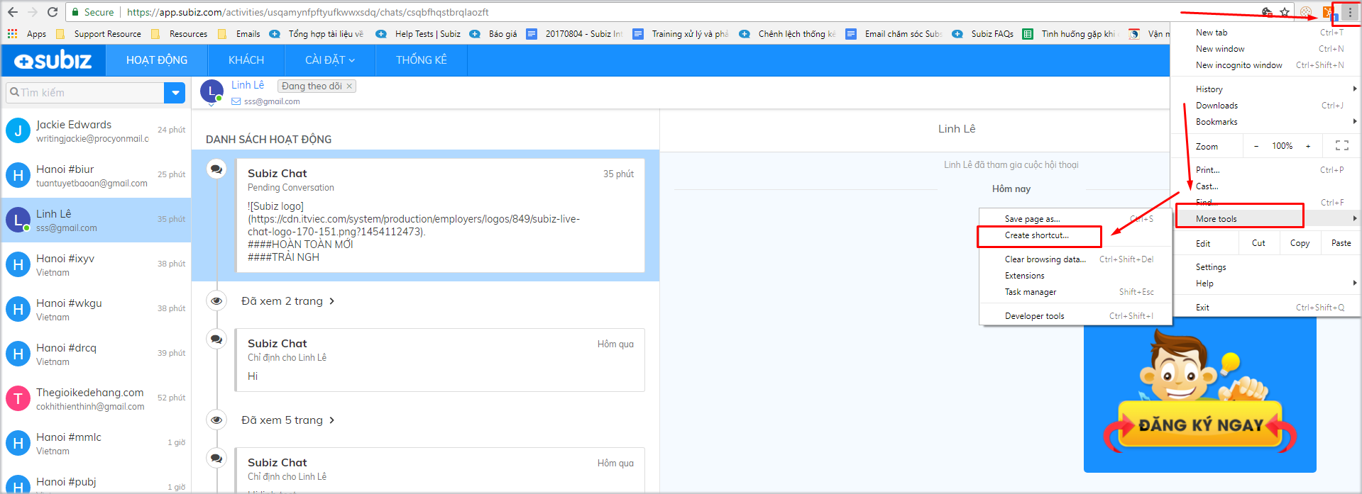 Tạo App Subiz trên trình duyệt Chrome