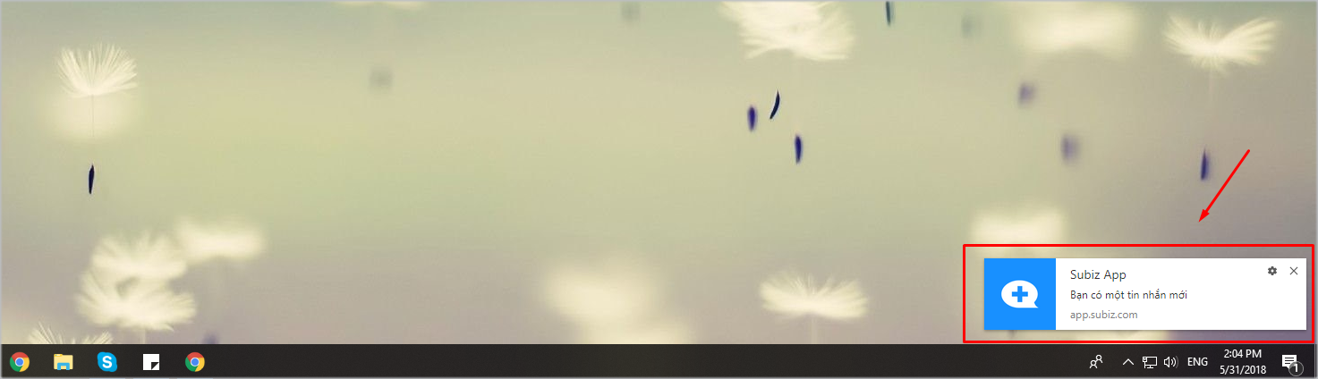 Thông báo tin nhắn mới trên màn hình