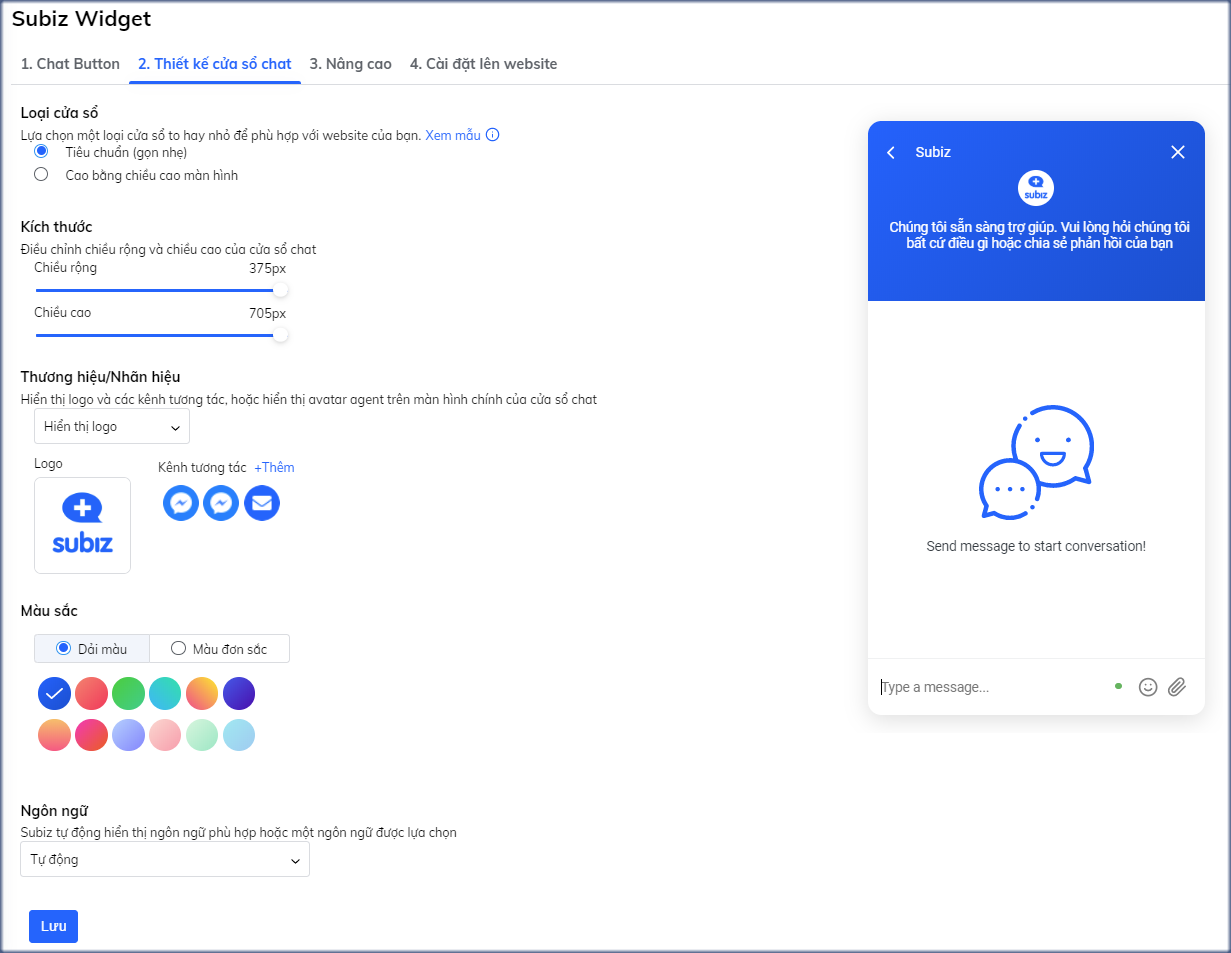 Thiết kế cửa sổ chat